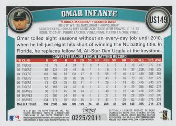2011 Topps Update - Gold #US149 Omar Infante Back