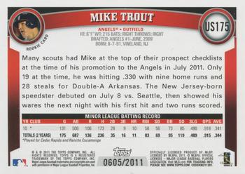 2011 Topps Update - Gold #US175 Mike Trout Back