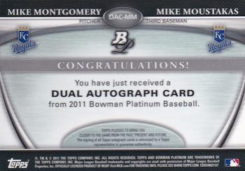 2011 Bowman Platinum - Dual Autographs #DAC-MM Mike Montgomery / Mike Moustakas Back