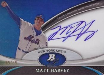 2011 Bowman Platinum - Prospect Autograph Blue Refractors #BPA-MH Matt Harvey Front