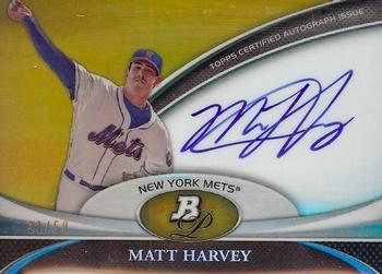 2011 Bowman Platinum - Prospect Autograph Gold Refractors #BPA-MH Matt Harvey Front