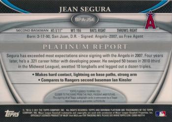 2011 Bowman Platinum - Prospect Autograph Refractors #BPA-JSE Jean Segura Back