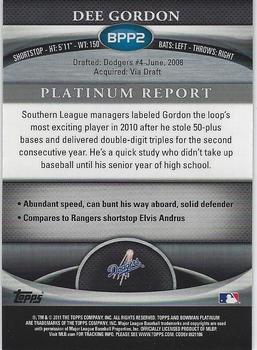 2011 Bowman Platinum - Prospects #BPP2 Dee Gordon Back