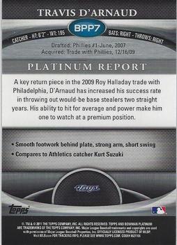 2011 Bowman Platinum - Prospects #BPP7 Travis D'Arnaud Back