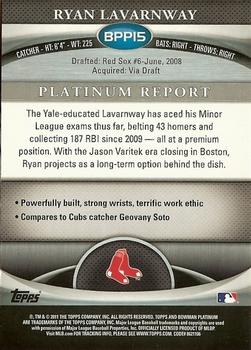 2011 Bowman Platinum - Prospects #BPP15 Ryan Lavarnway Back