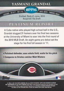 2011 Bowman Platinum - Prospects #BPP16 Yasmani Grandal Back