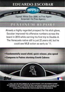 2011 Bowman Platinum - Prospects #BPP53 Eduardo Escobar Back