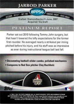 2011 Bowman Platinum - Prospects #BPP56 Jarrod Parker Back