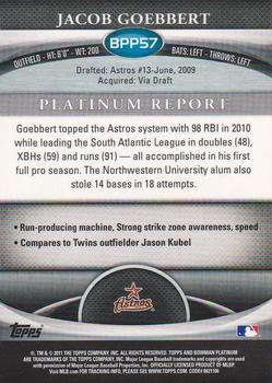2011 Bowman Platinum - Prospects #BPP57 Jacob Goebbert Back