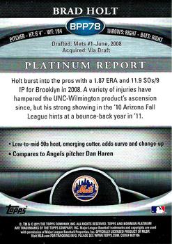2011 Bowman Platinum - Prospects #BPP78 Brad Holt Back