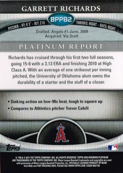 2011 Bowman Platinum - Prospects #BPP82 Garrett Richards Back