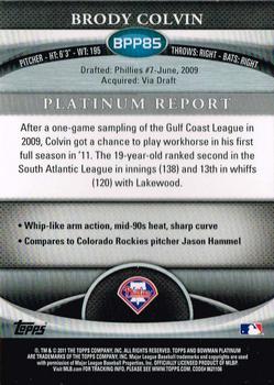 2011 Bowman Platinum - Prospects #BPP85 Brody Colvin Back