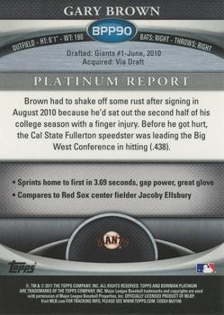2011 Bowman Platinum - Prospects #BPP90 Gary Brown Back
