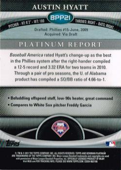 2011 Bowman Platinum - Prospects Purple Refractors #BPP21 Austin Hyatt Back