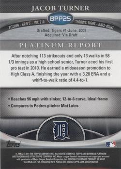 2011 Bowman Platinum - Prospects Purple Refractors #BPP25 Jacob Turner Back