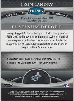 2011 Bowman Platinum - Prospects Purple Refractors #BPP46 Leon Landry Back