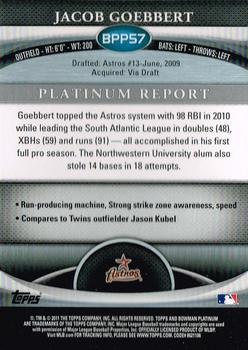2011 Bowman Platinum - Prospects Purple Refractors #BPP57 Jacob Goebbert Back