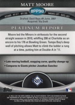 2011 Bowman Platinum - Prospects Purple Refractors #BPP98 Matt Moore Back