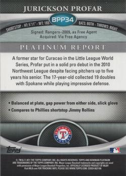 2011 Bowman Platinum - Prospects X-Fractors #BPP34 Jurickson Profar Back