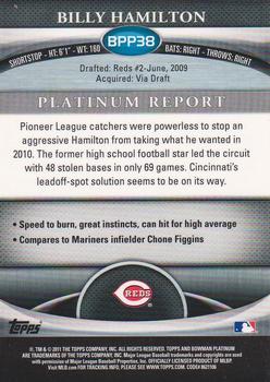 2011 Bowman Platinum - Prospects X-Fractors #BPP38 Billy Hamilton Back