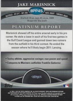 2011 Bowman Platinum - Prospects X-Fractors #BPP45 Jake Marisnick Back