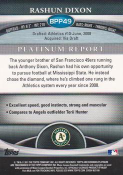 2011 Bowman Platinum - Prospects X-Fractors #BPP49 Rashun Dixon Back
