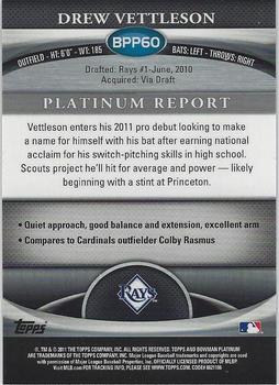 2011 Bowman Platinum - Prospects X-Fractors #BPP60 Drew Vettleson Back
