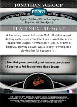 2011 Bowman Platinum - Prospects X-Fractors #BPP63 Jonathan Schoop Back