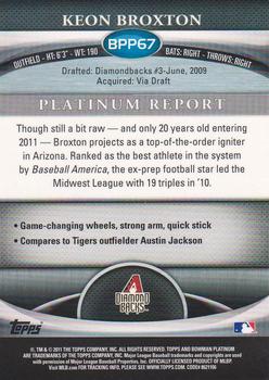 2011 Bowman Platinum - Prospects X-Fractors #BPP67 Keon Broxton Back