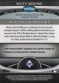 2011 Bowman Platinum - Prospects X-Fractors #BPP98 Matt Moore Back
