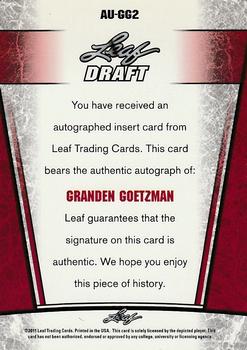 2011 Leaf Metal Draft #AU-GG2 Granden Goetzman Back