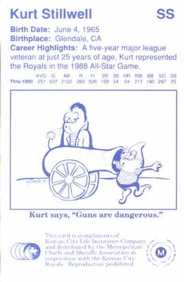 1991 Kansas City Royals Police #NNO Kurt Stillwell Back