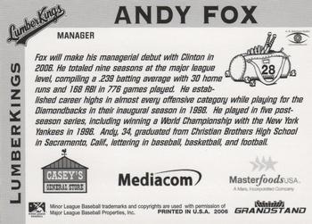 2006 Grandstand Clinton LumberKings #NNO Andy Fox Back