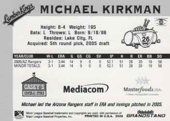 2006 Grandstand Clinton LumberKings #NNO Michael Kirkman Back