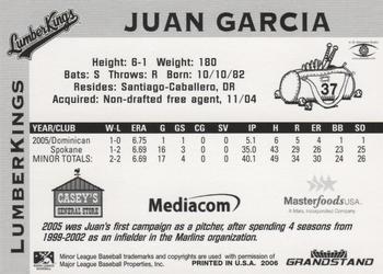 2006 Grandstand Clinton LumberKings #NNO Juan Garcia Back