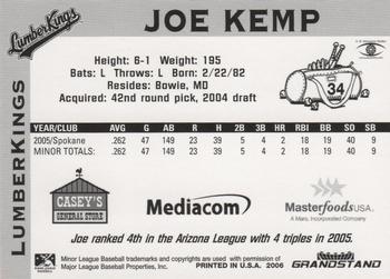 2006 Grandstand Clinton LumberKings #NNO Joe Kemp Back