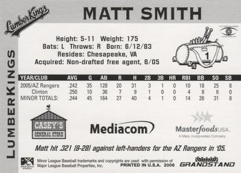 2006 Grandstand Clinton LumberKings #NNO Matt Smith Back