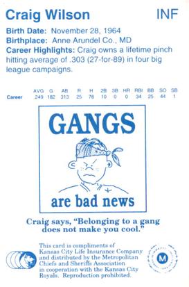 1993 Kansas City Royals Police #NNO Craig Wilson Back