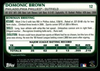 2011 Bowman Chrome #12 Domonic Brown Back
