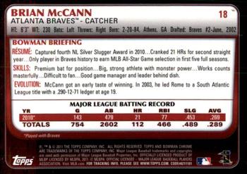 2011 Bowman Chrome #18 Brian McCann Back