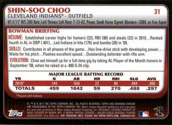2011 Bowman Chrome #31 Shin-Soo Choo Back