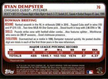2011 Bowman Chrome #76 Ryan Dempster Back