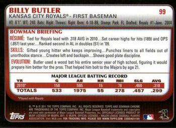 2011 Bowman Chrome #99 Billy Butler Back