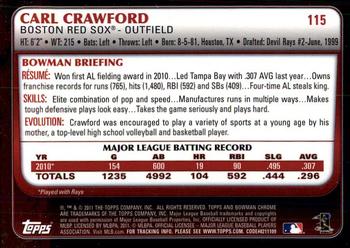 2011 Bowman Chrome #115 Carl Crawford Back