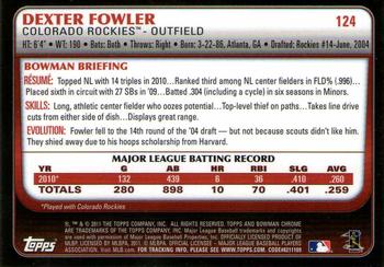 2011 Bowman Chrome #124 Dexter Fowler Back