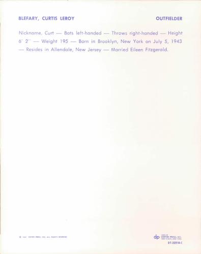 1967 Dexter Press Baltimore Orioles #DT-22218C Curt Blefary Back
