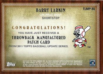 2011 Topps Update - Throwback Logo Manufactured Patch #TLMP-BL Barry Larkin Back