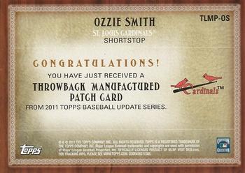 2011 Topps Update - Throwback Logo Manufactured Patch #TLMP-OS Ozzie Smith Back
