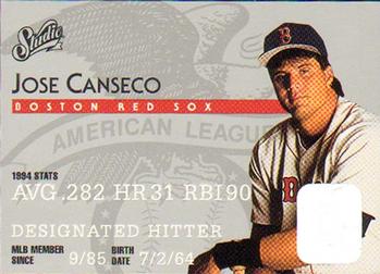 1995 Studio #9 Jose Canseco Front