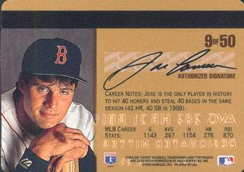 1995 Studio - Gold #9 Jose Canseco Back
